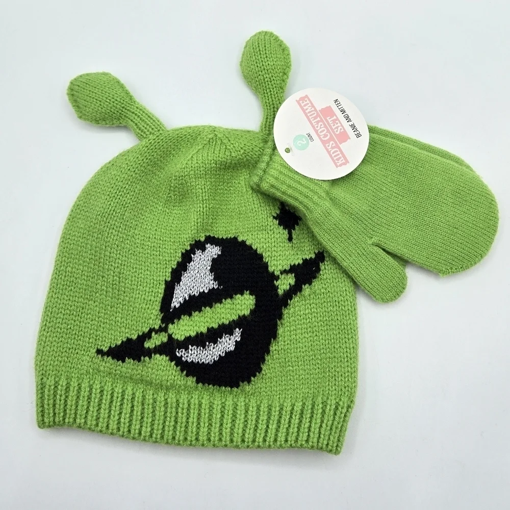 Alien Planet Beanie and Mittens Costume Set Green